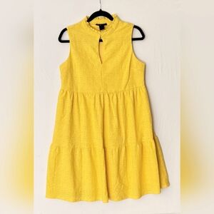 Stella & Julie Yellow Eyelet Sleeveless Tiered Midi Dress Women’s Size 8 NWT
